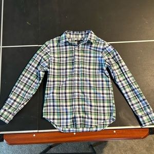 Banana Republic dress plaid- navy, green, white
